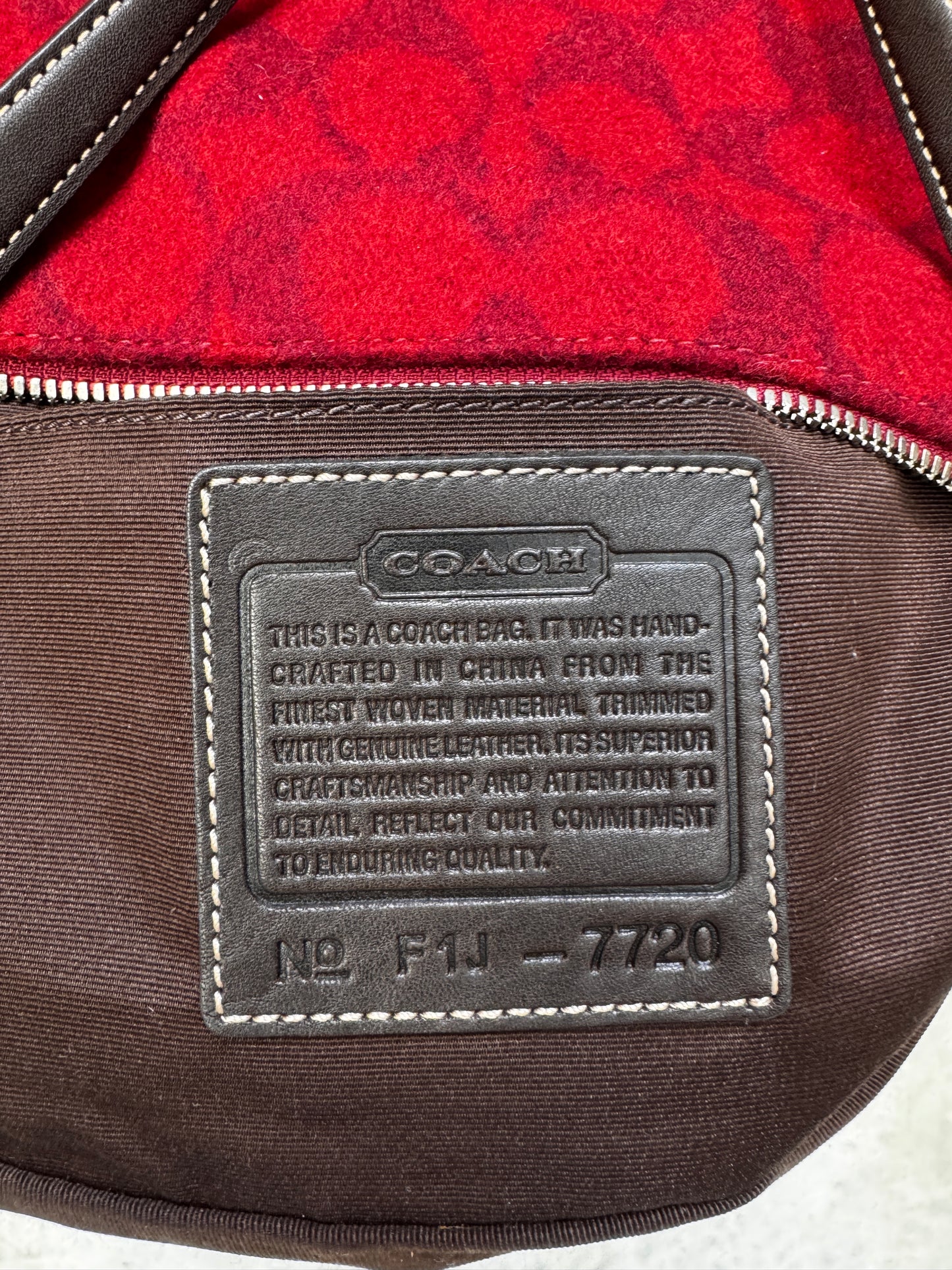 AUTHENTIC VINTAGE COACH DEMI RED WOOL SHOULDER BAG