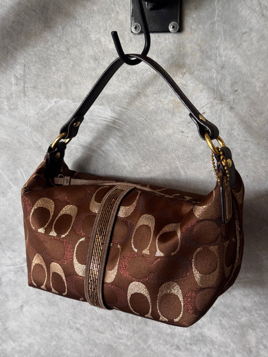 MINI VINTAGE BROWN MONOGRAM COACH HANDBAG