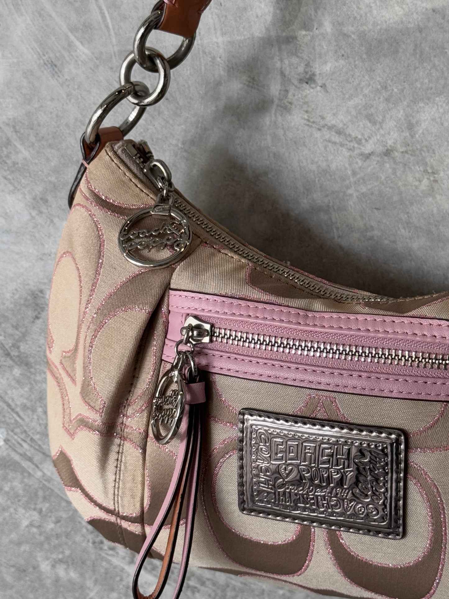 VINTAGE Y2K PINK COACH POPPY BEIGE HANDBAG