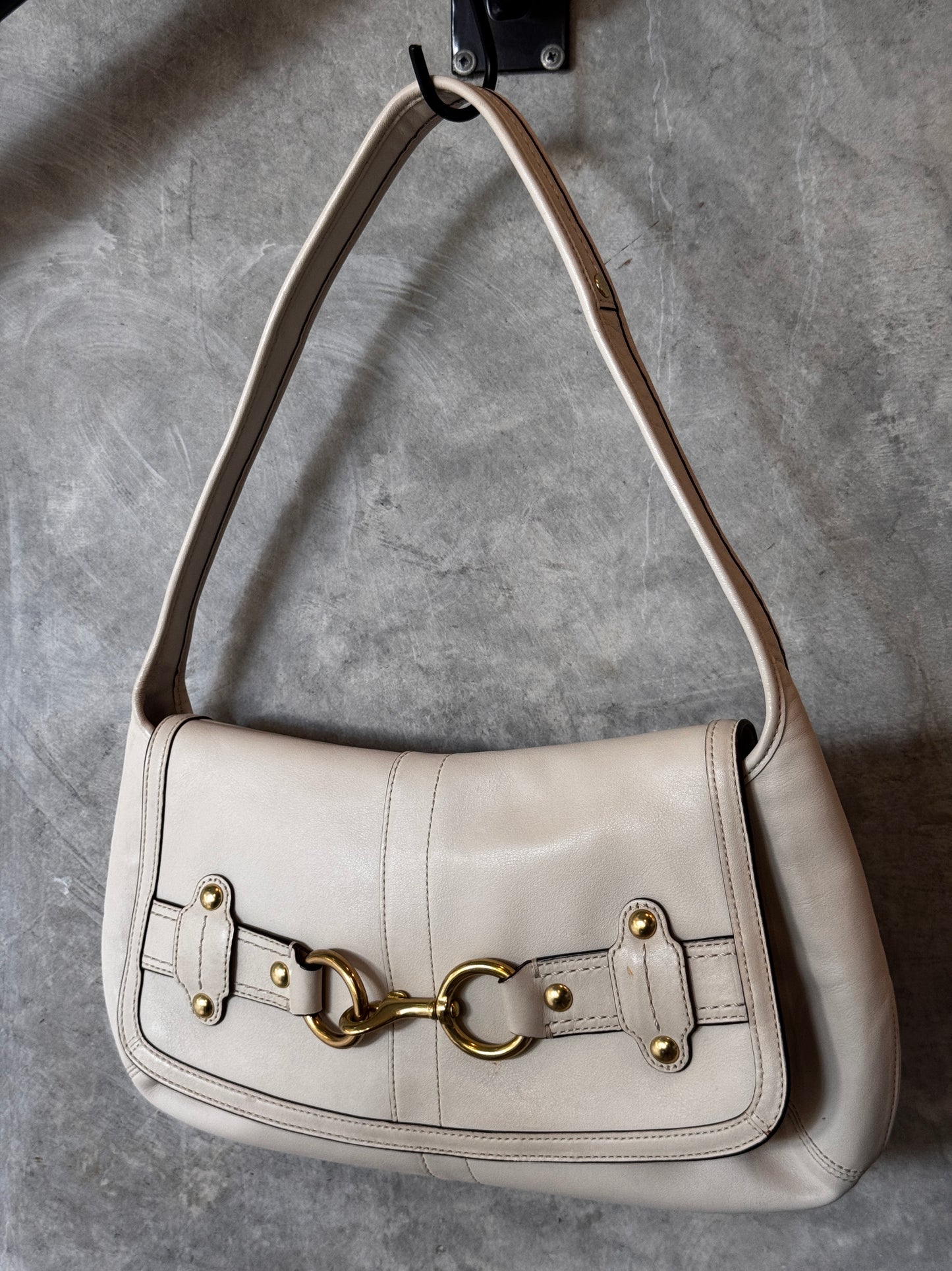 AUTHENTIC COACH HORSEBIT WHITE LEATHER BAG