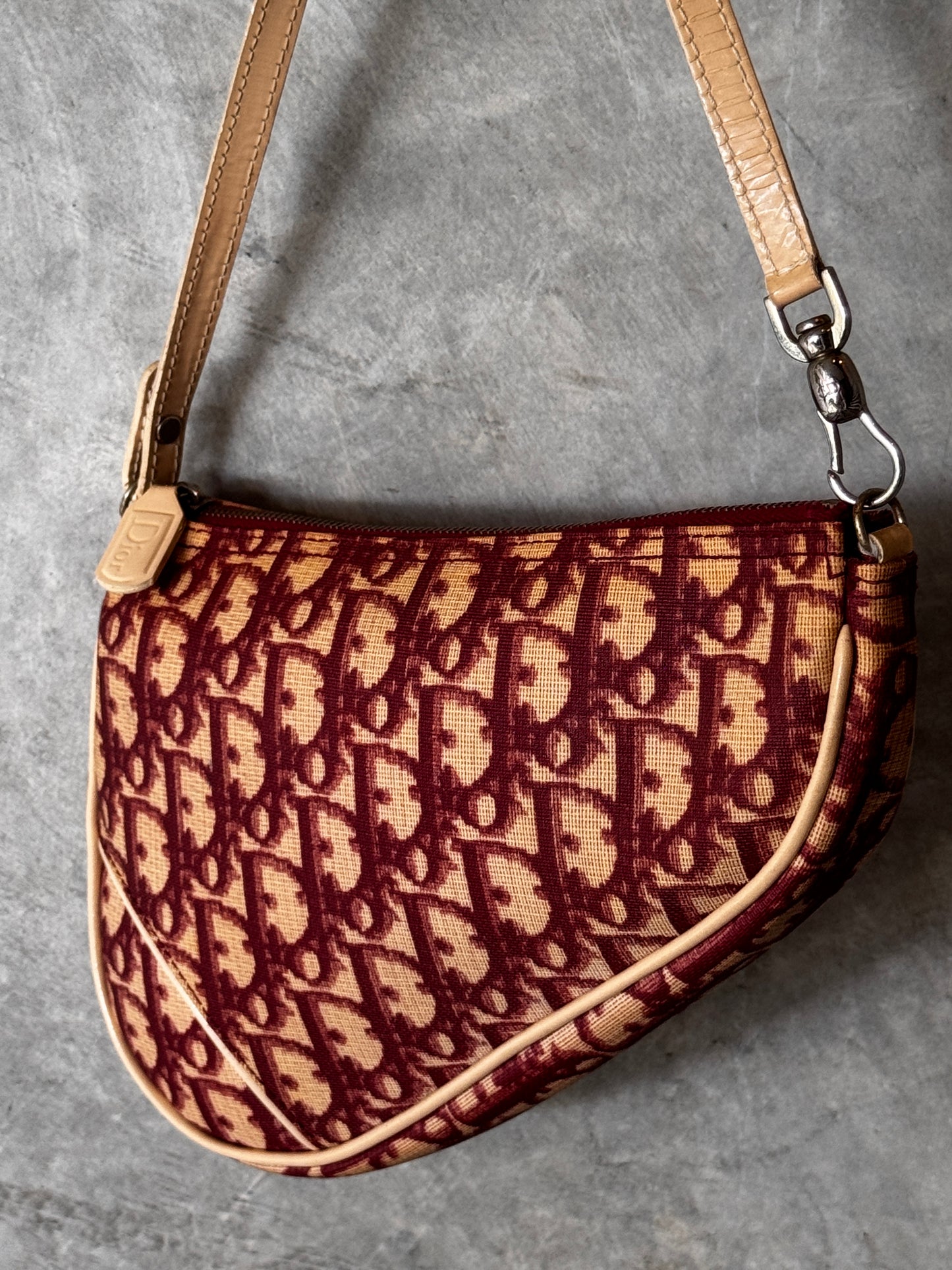 DIOR TROTTER SADDLE HANDBAG BURGUNDY