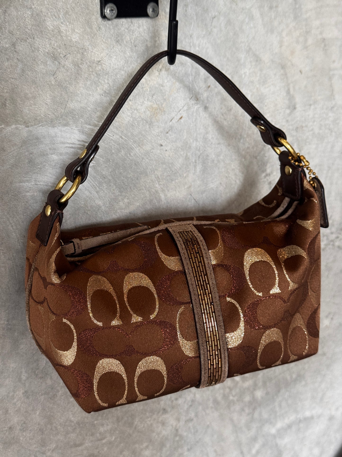 MINI VINTAGE BROWN MONOGRAM COACH HANDBAG