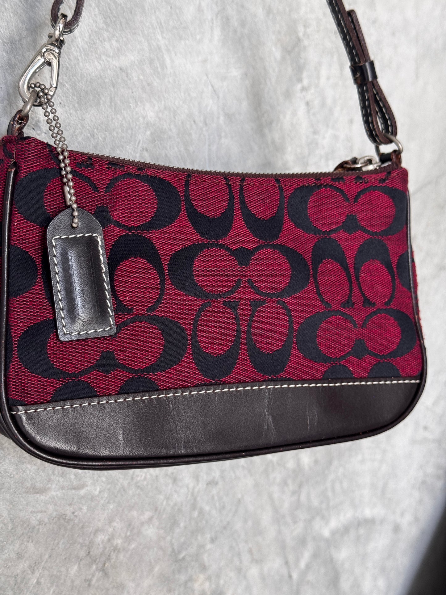 AUTHENTIC COACH BURGUNDY MONOGRAM BAGUETTE