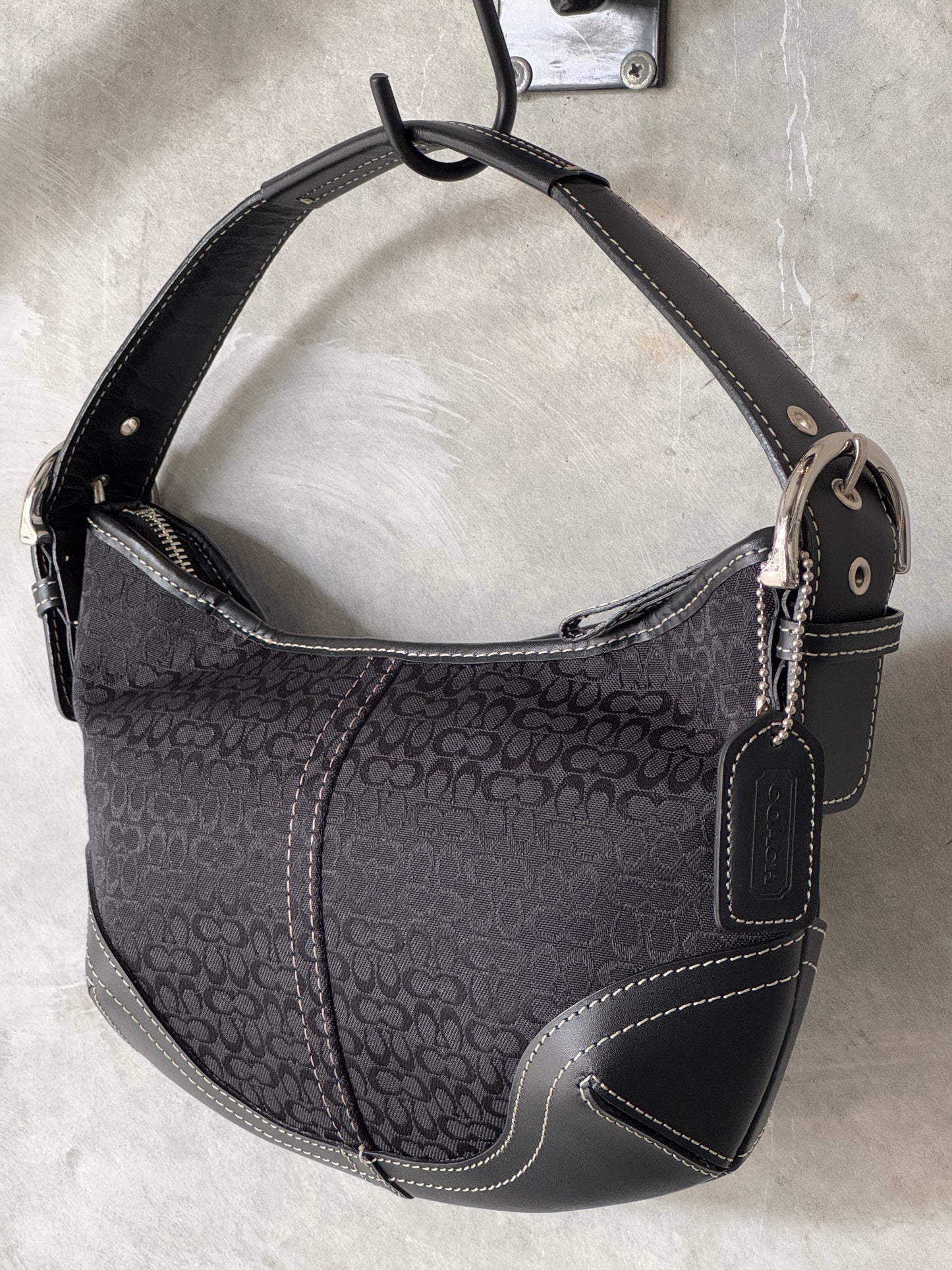 VINTAGE COACH BLACK SUFFLETTE MINI HANDBAG