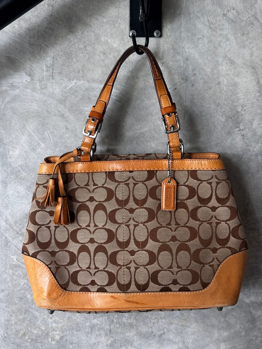 COACH 6830 BEIGE SIGNATURE CANVAS CITY TOTE BAG