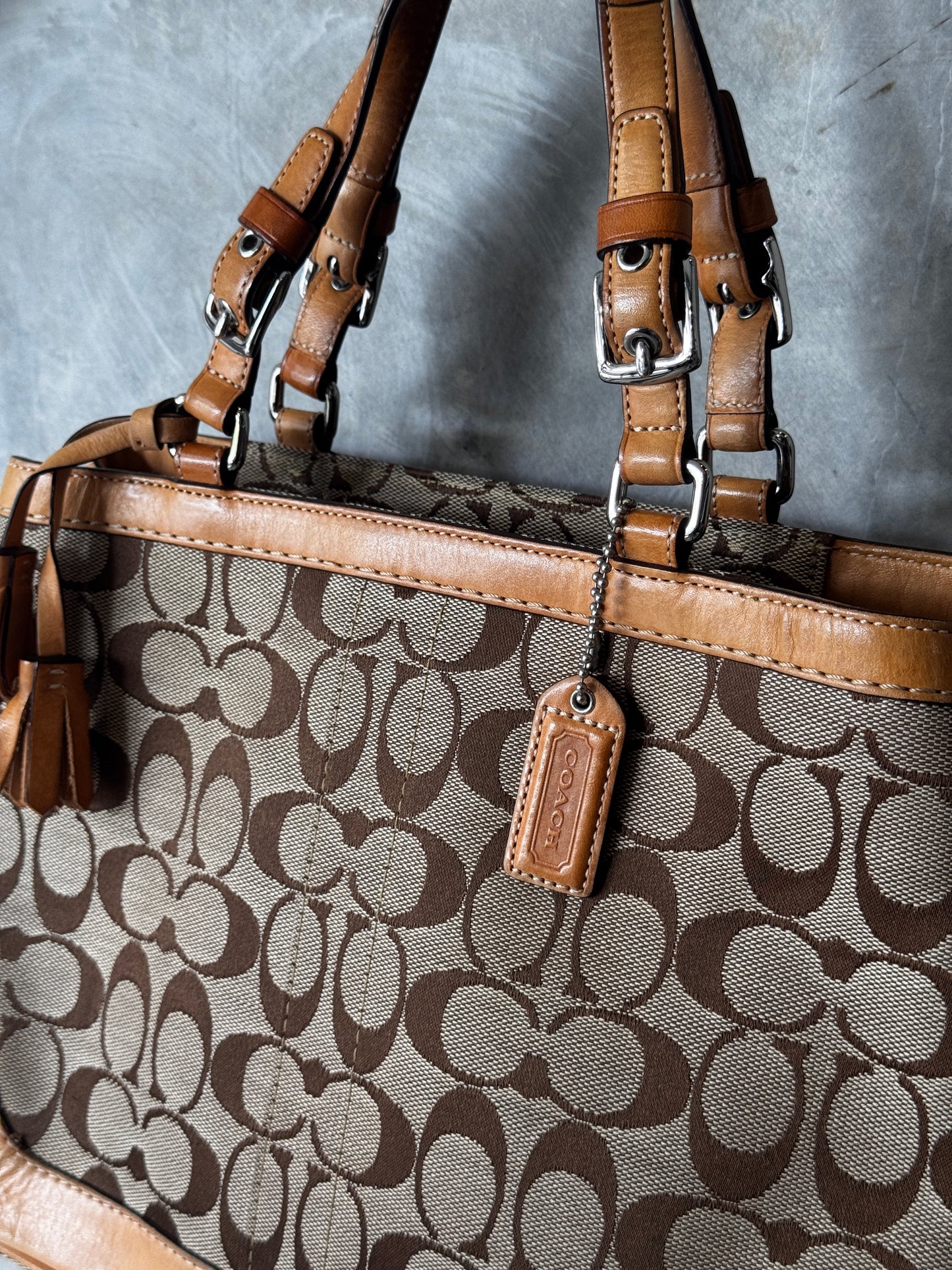 COACH 6830 BEIGE SIGNATURE CANVAS CITY TOTE BAG