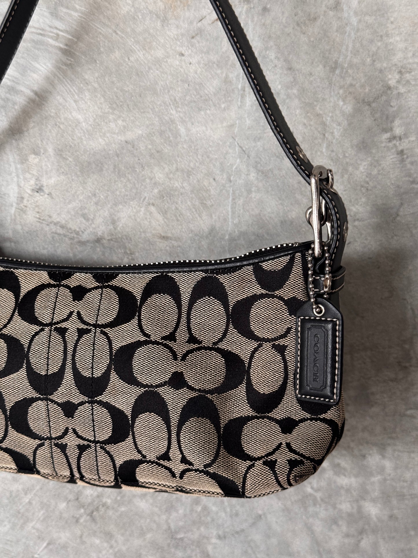 VINTAGE COACH BLACK MONOGRAM HANDBAG