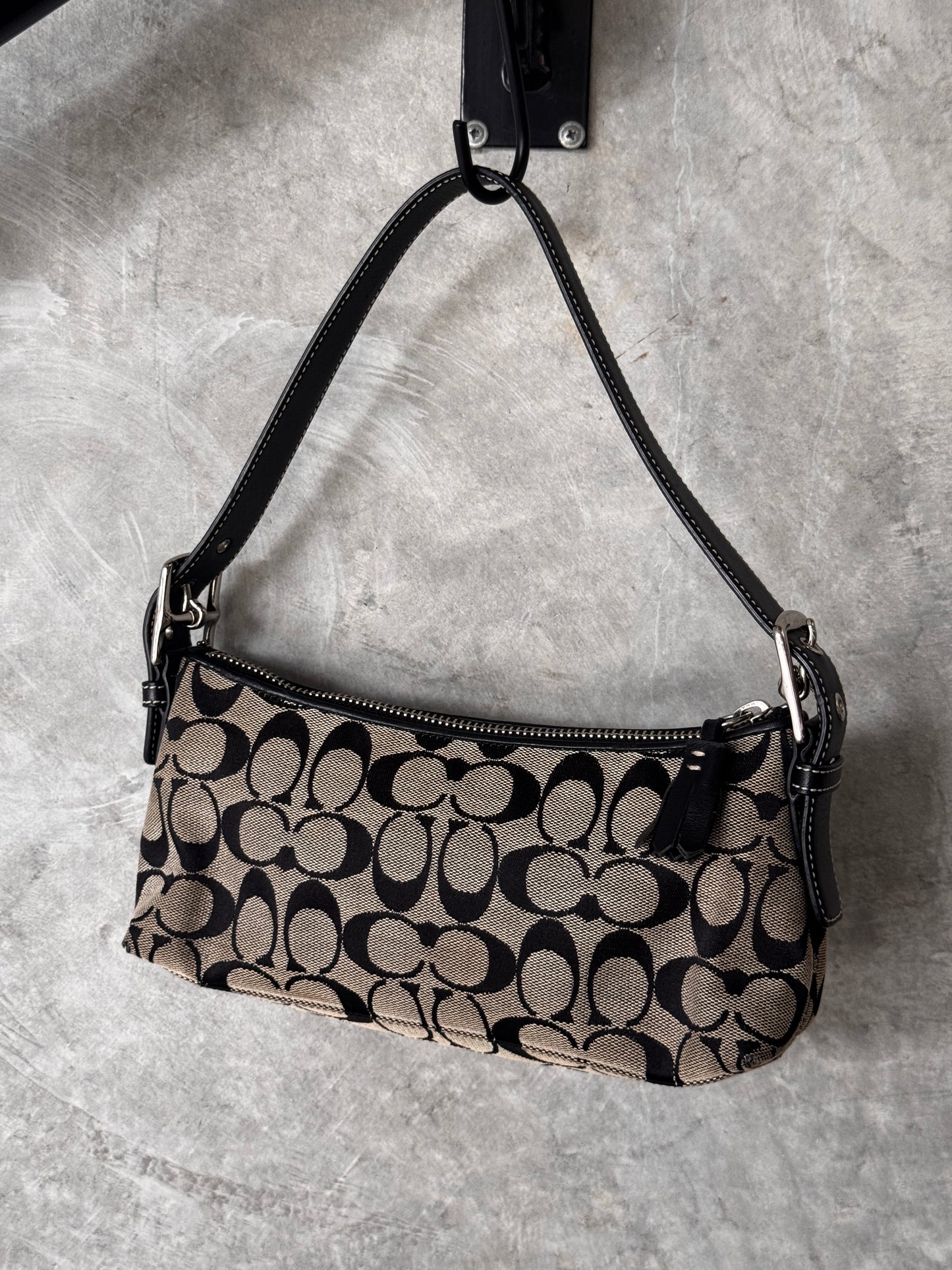 VINTAGE COACH BLACK MONOGRAM HANDBAG