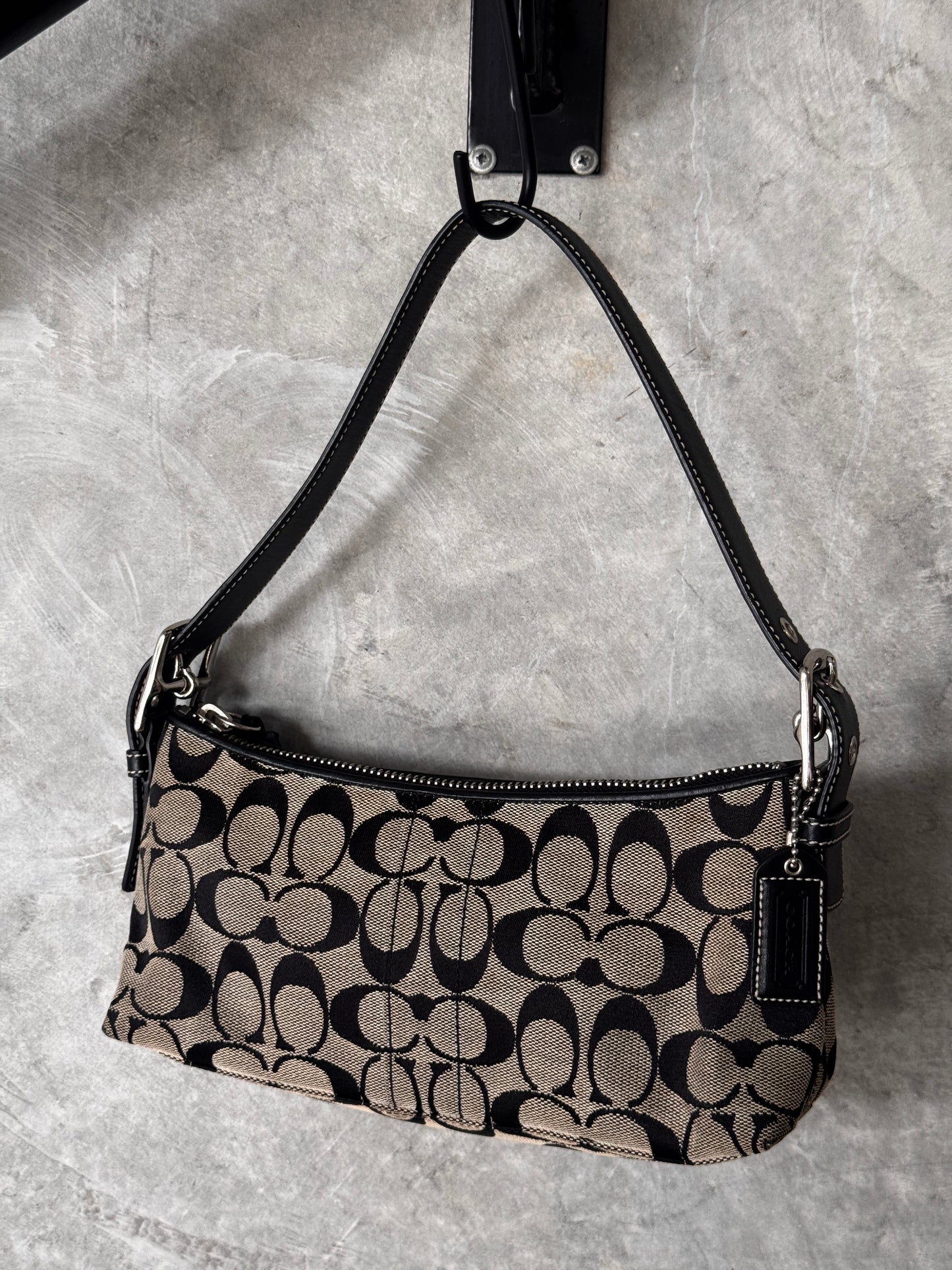 VINTAGE COACH BLACK MONOGRAM HANDBAG