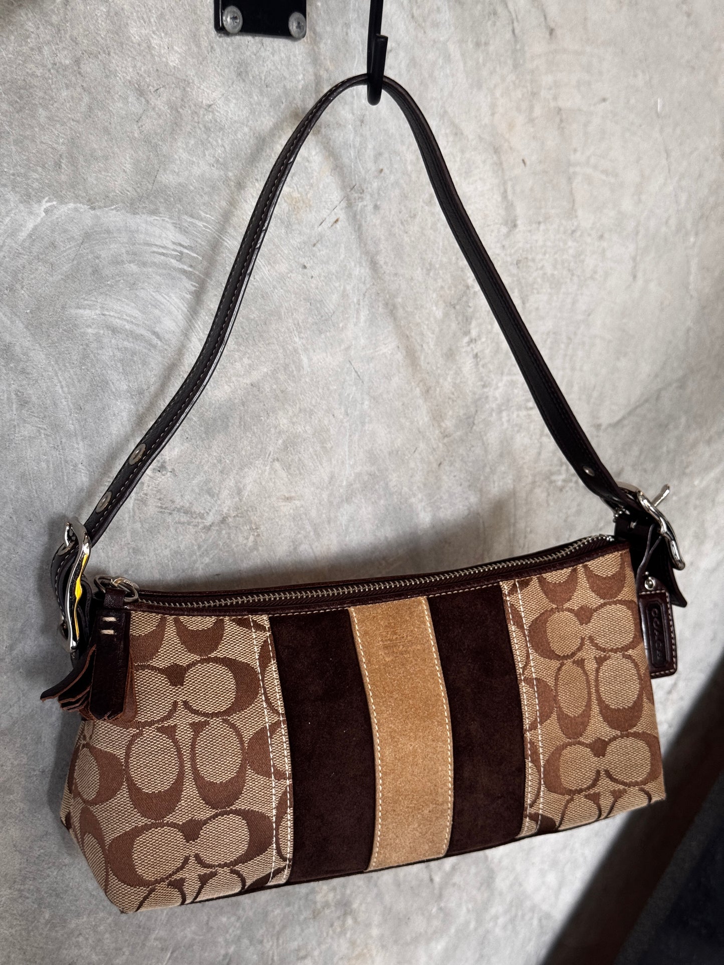 AUTHENTIC VINTAGE COACH BROWN MONOGRAM SHOULDER BAG