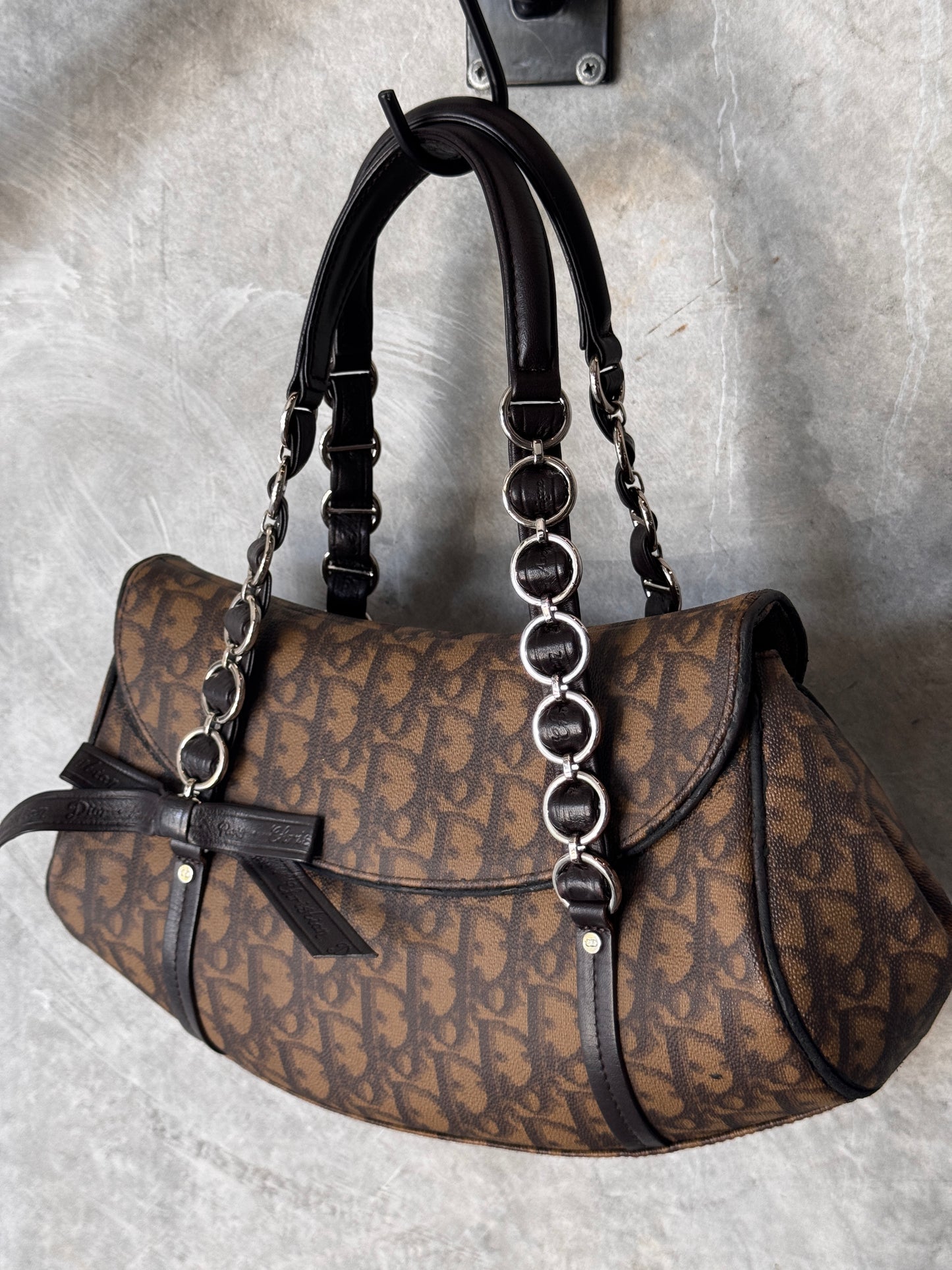 Christian Dior Vintage Y2K Trotter Monogram Romantique Shoulder Bag