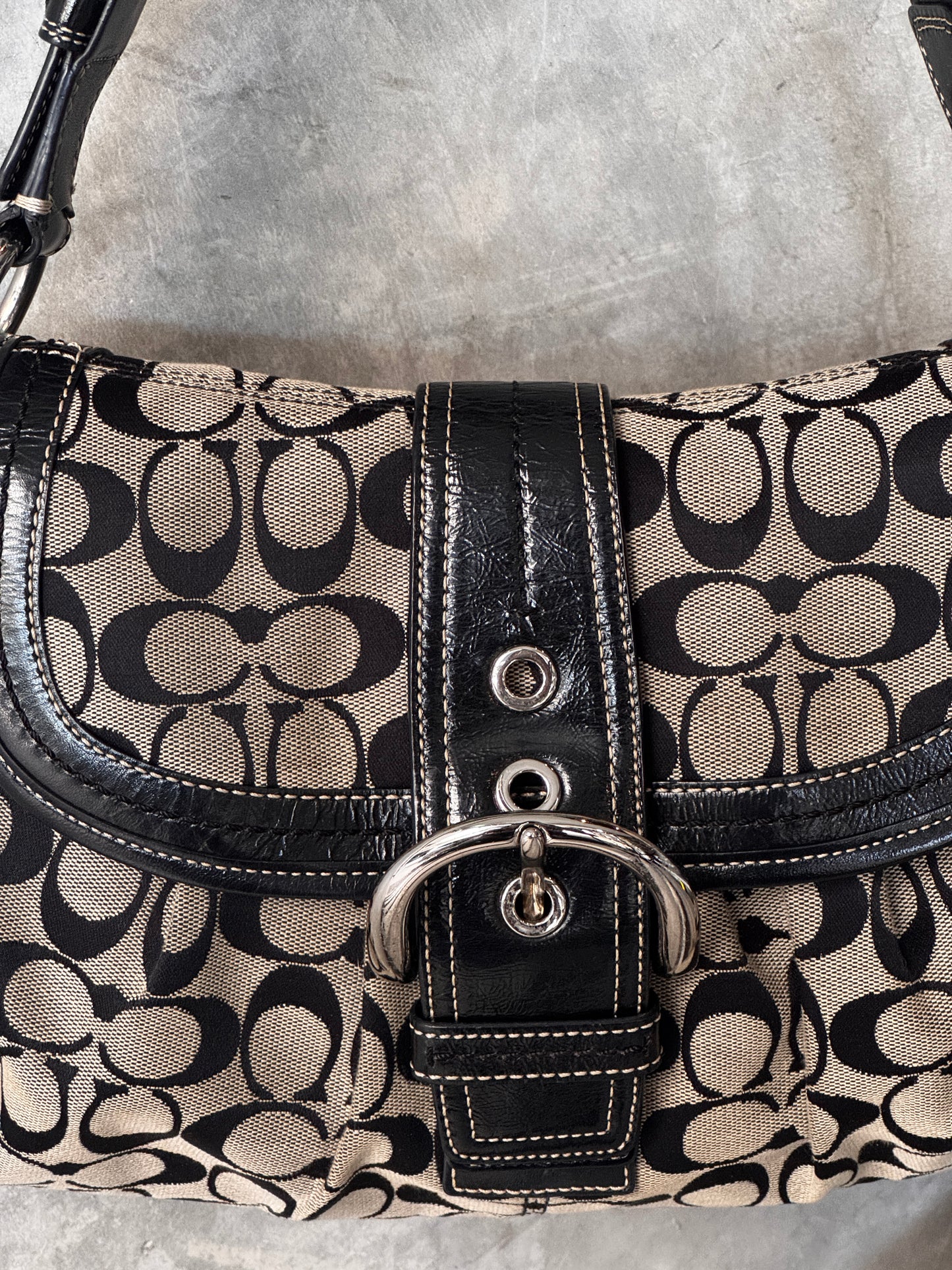 VINTAGE COACH MONOGRAM SOHO HANDBAG BLACK