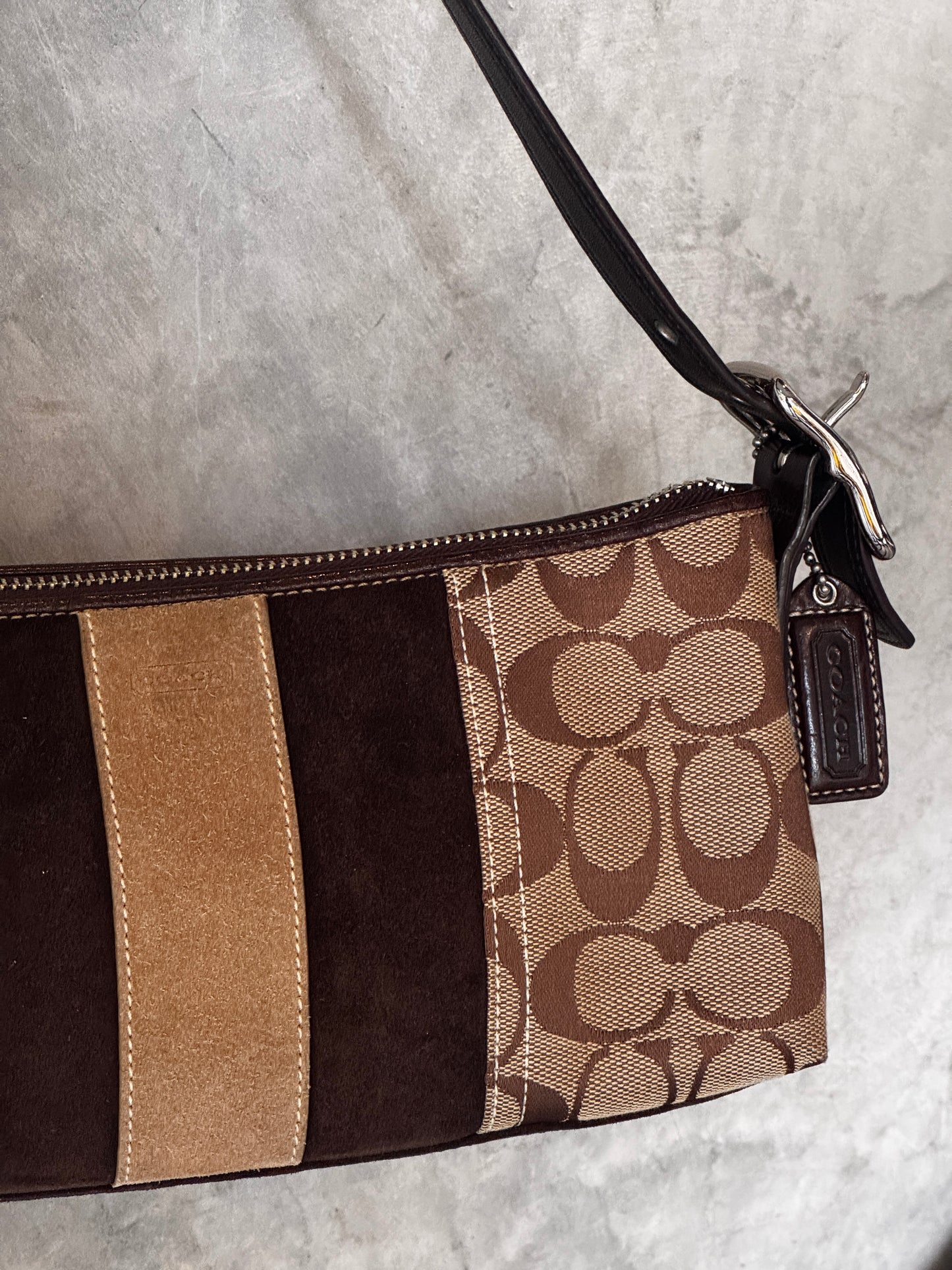 AUTHENTIC VINTAGE COACH BROWN MONOGRAM SHOULDER BAG