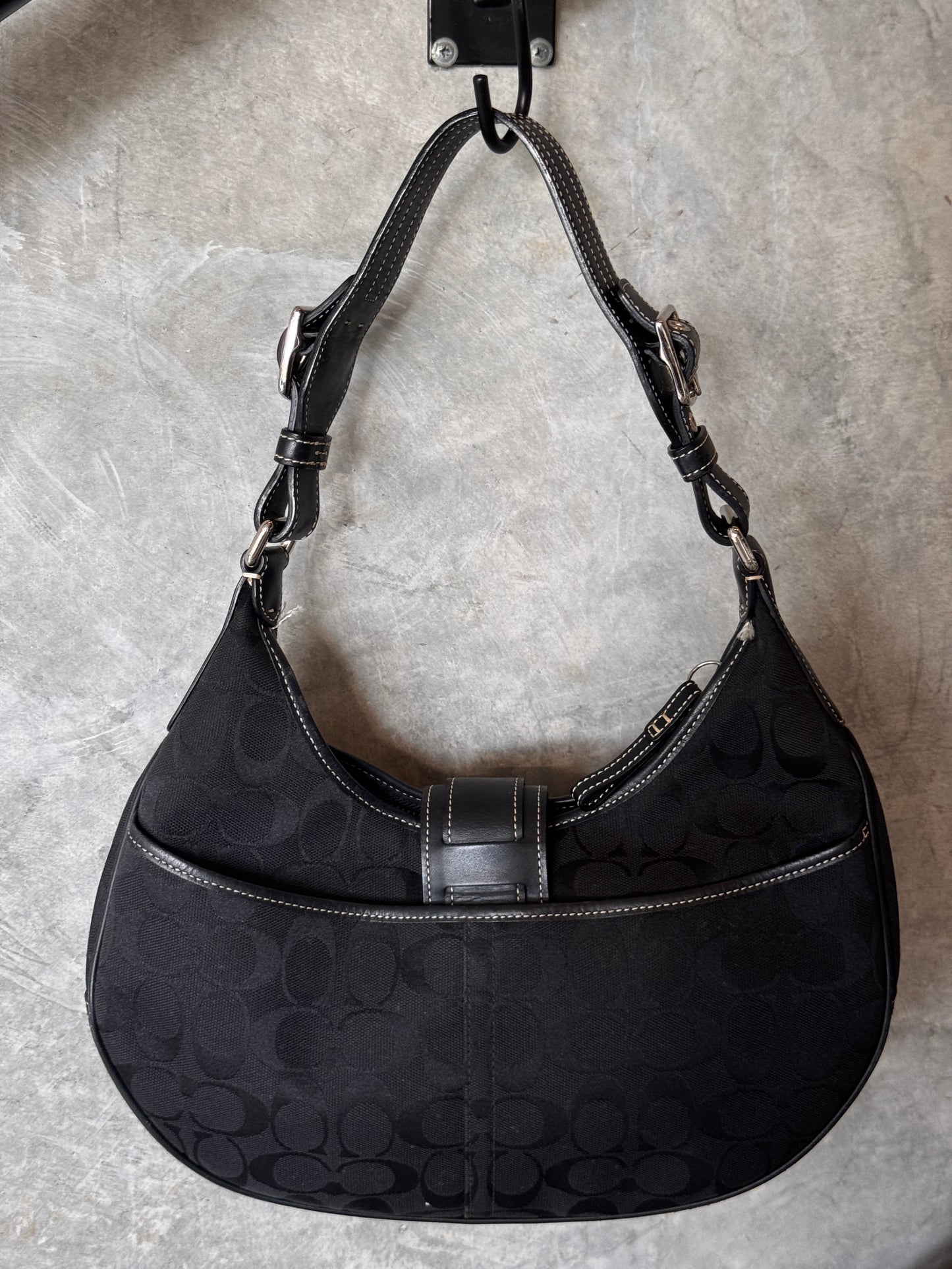 VINTAGE COACH MONOGRAM MOON HANDBAG