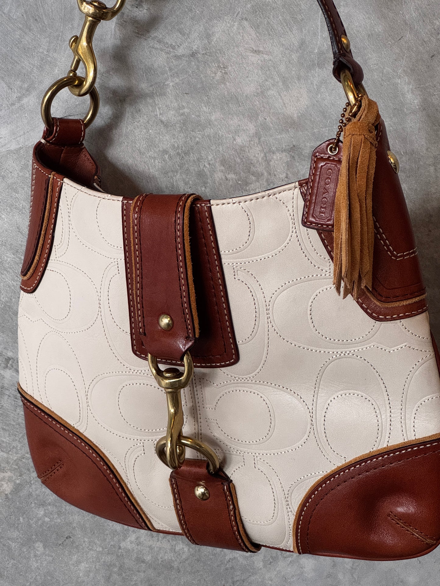 VINTAGE COACH HOBO LEATHER SHOULDER BAG