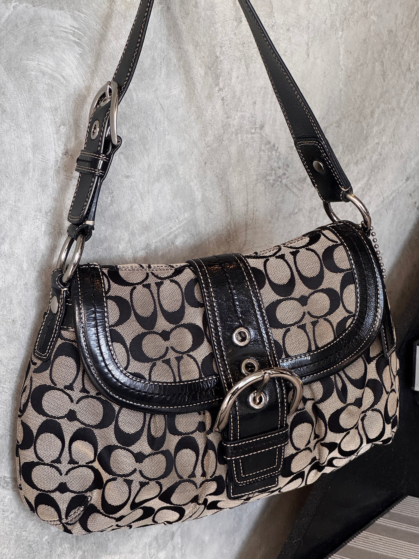 VINTAGE COACH MONOGRAM SOHO HANDBAG BLACK