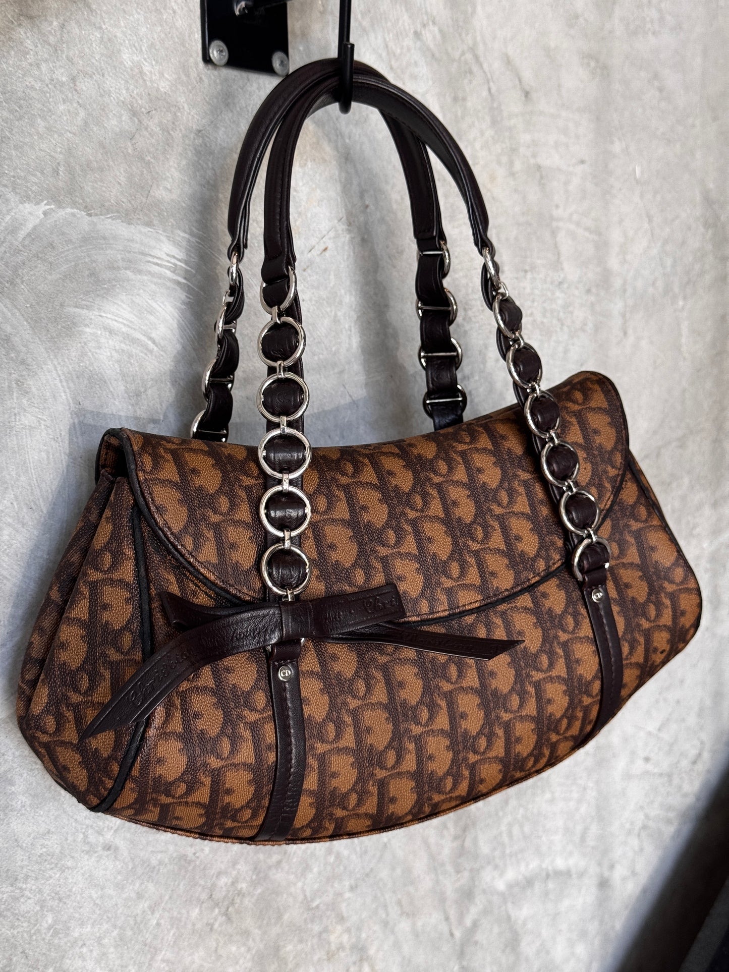 Christian Dior Vintage Y2K Trotter Monogram Romantique Shoulder Bag