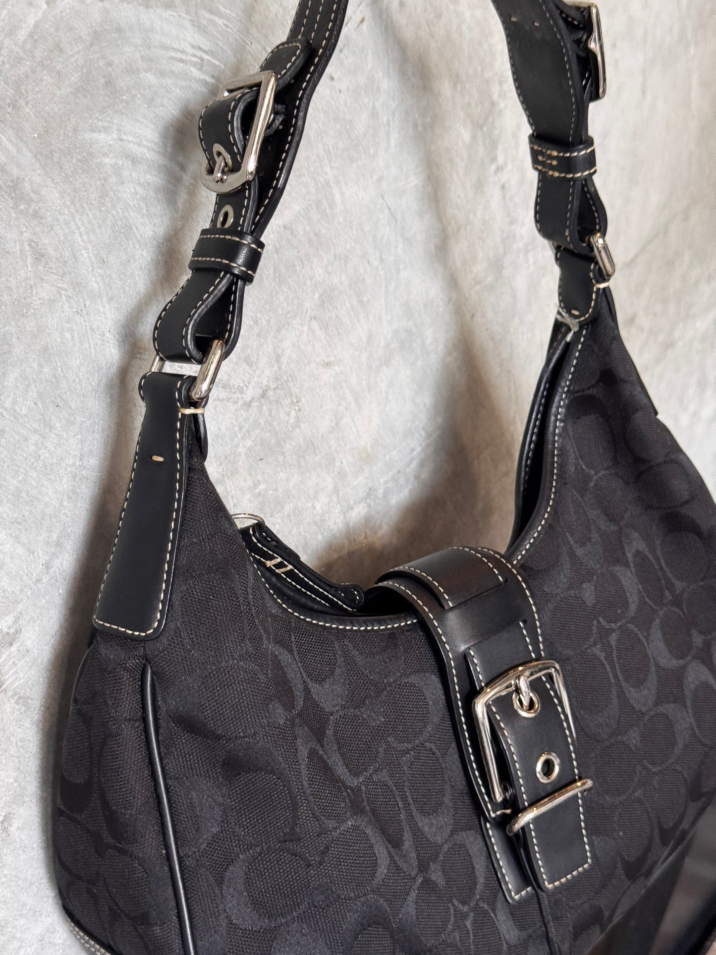 VINTAGE COACH MONOGRAM MOON HANDBAG