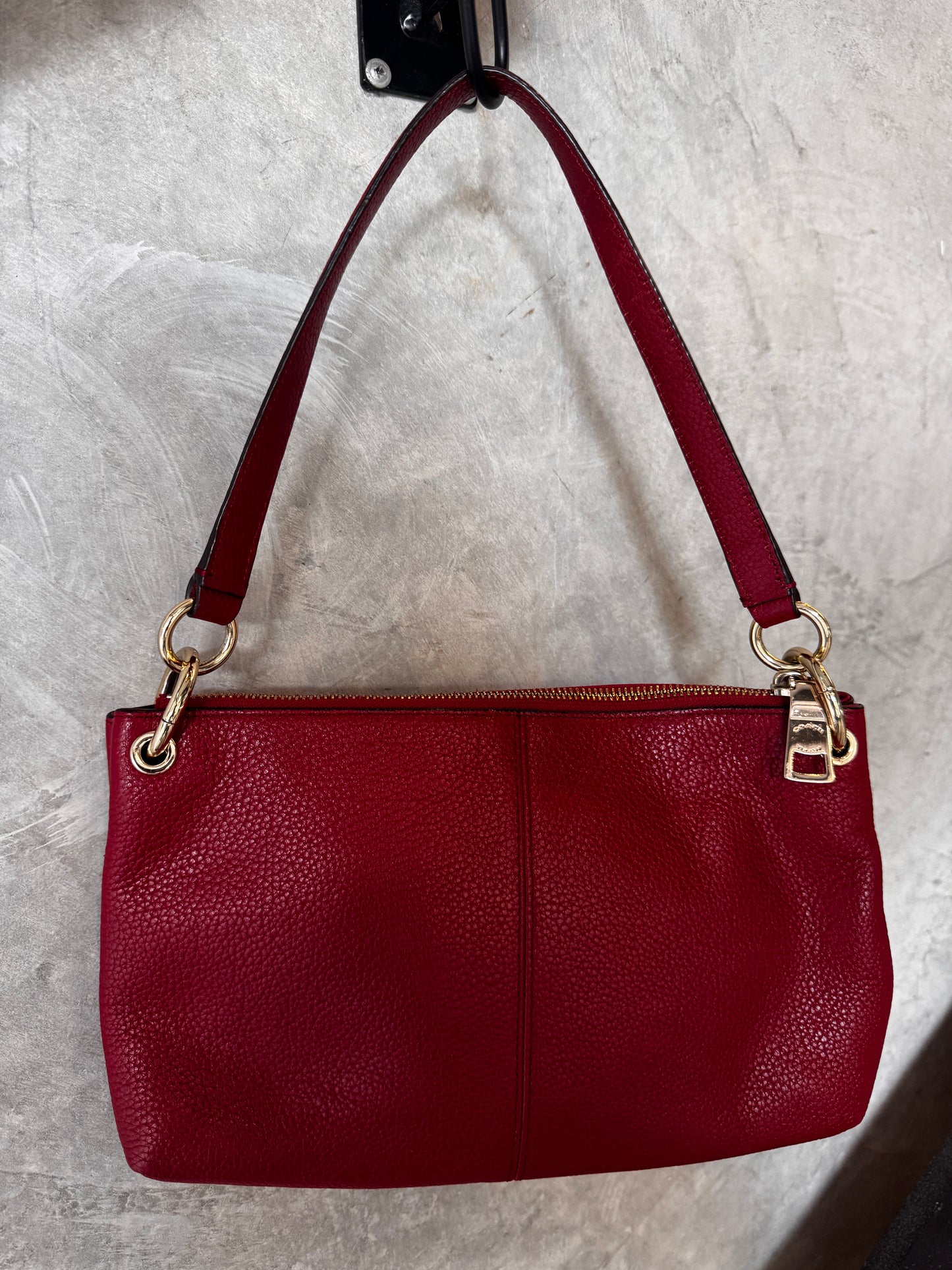 RED LEATHER COACH SHOULDER BAG