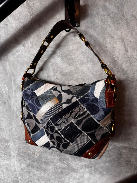 VINTAGE COACH DENIM SIGNATURE HANDBAG