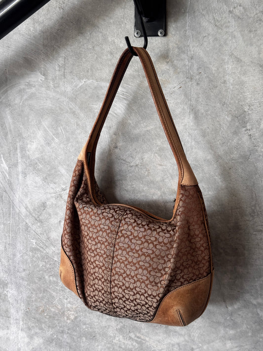 VINTAGE COACH SUFFLETTE BEIGE MONOGRAM HANDBAG