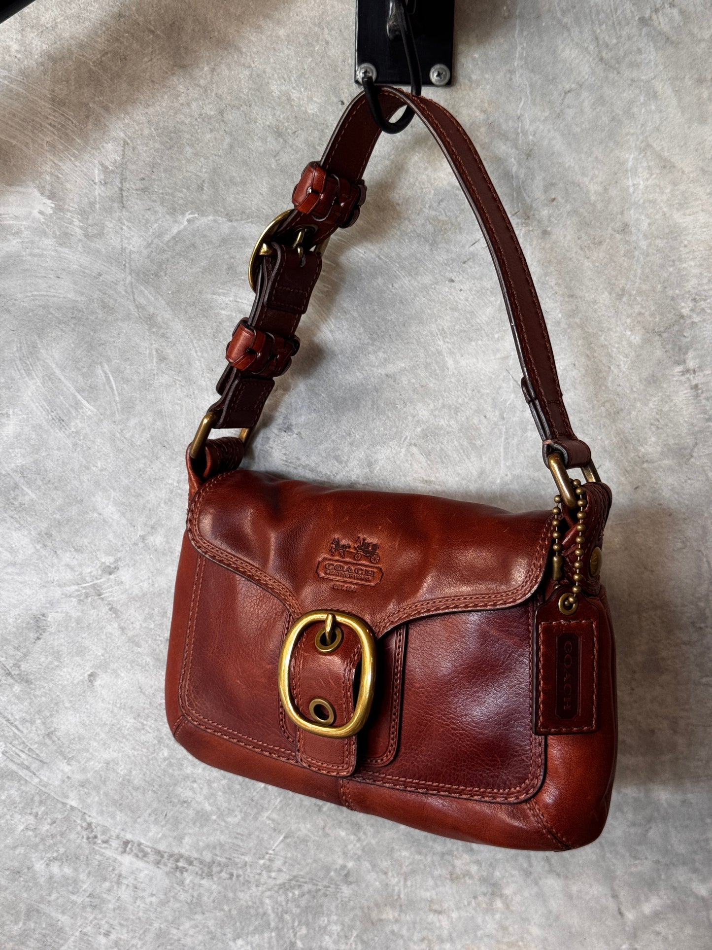 VINTAGE COACH BLEEKER SIGNATURE CANVAS LEATHER HANDBAG