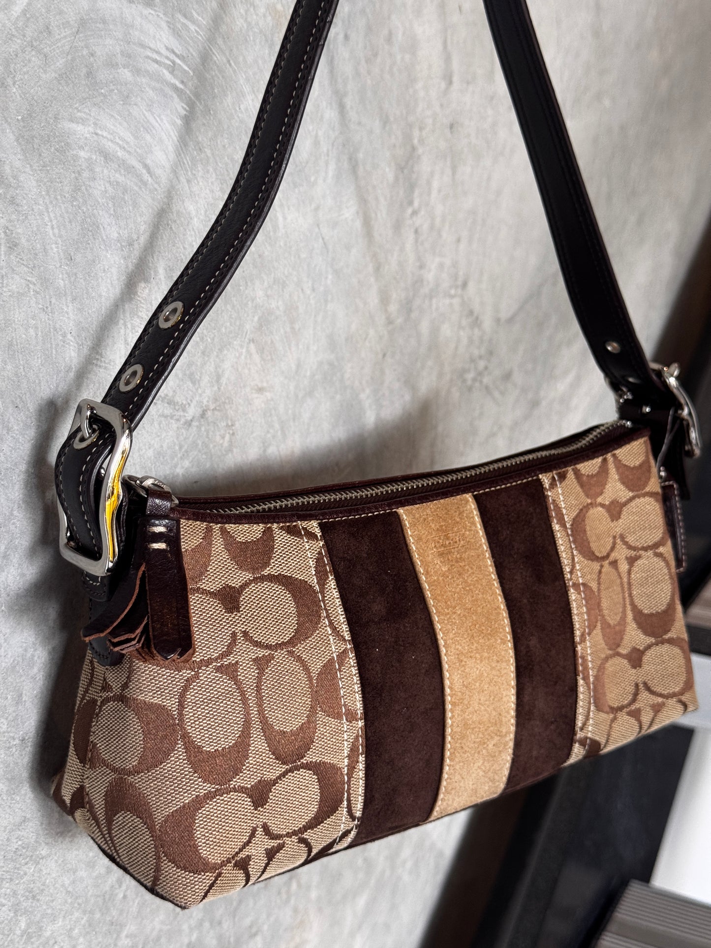 AUTHENTIC VINTAGE COACH BROWN MONOGRAM SHOULDER BAG