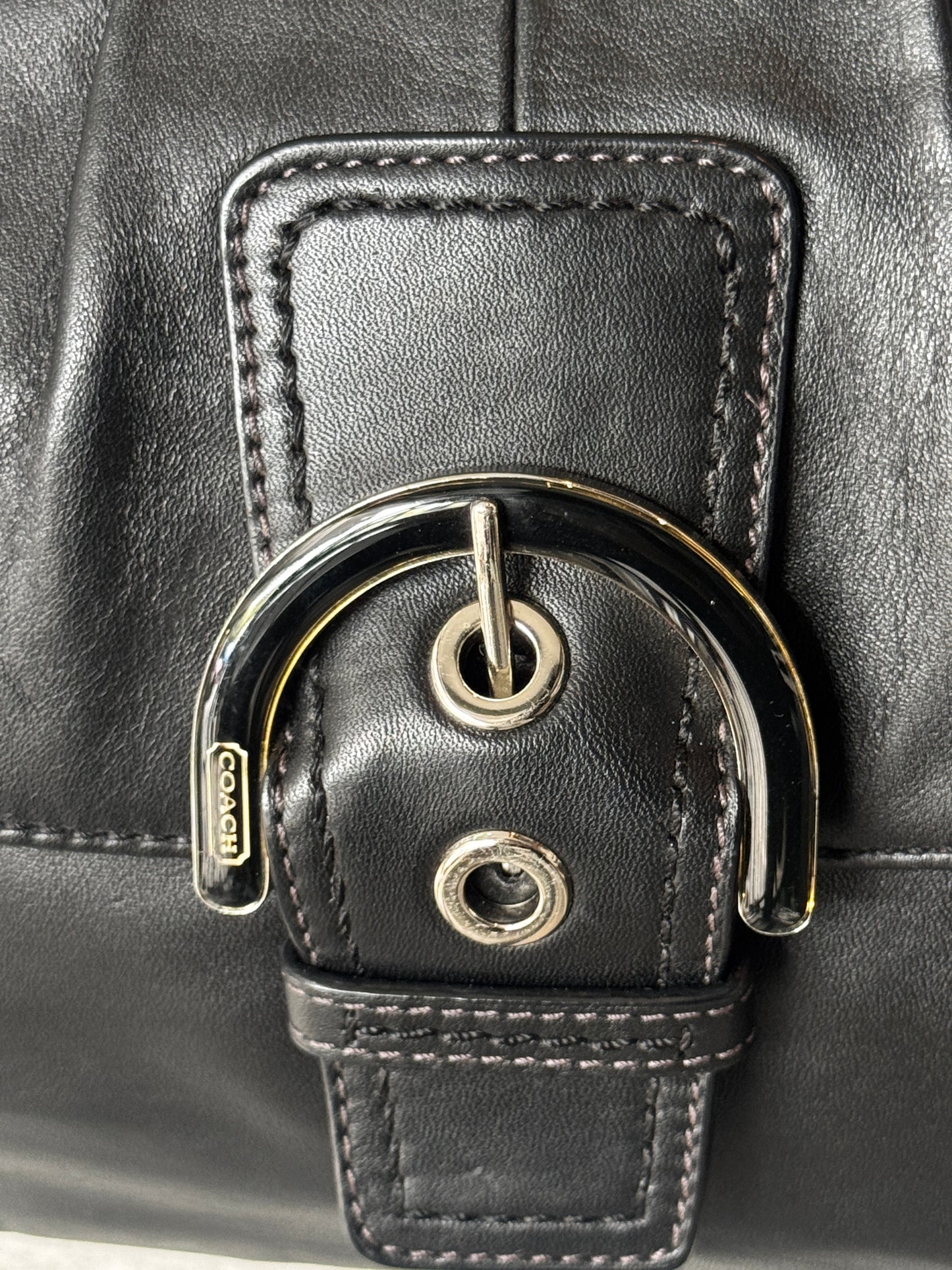 AUTHENTIC COACH SOHO BLACK LEATHER SHOULDER BAG