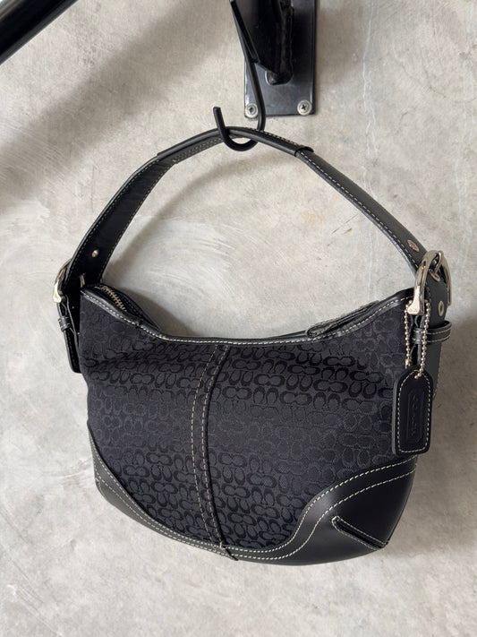 VINTAGE COACH BLACK SUFFLETTE MINI HANDBAG
