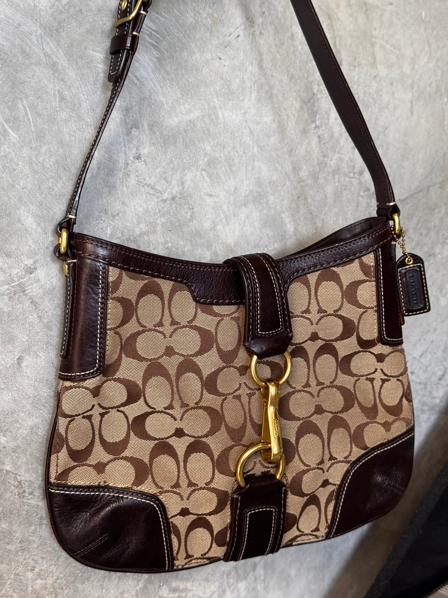 VINTAGE COACH BROWN HAMPTON HOBO SHOULDER BAG