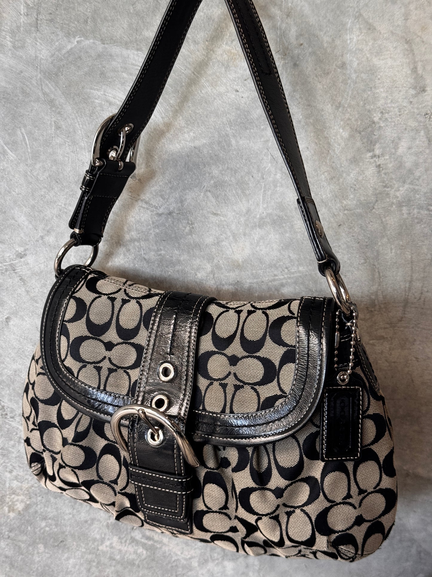 VINTAGE COACH MONOGRAM SOHO HANDBAG BLACK
