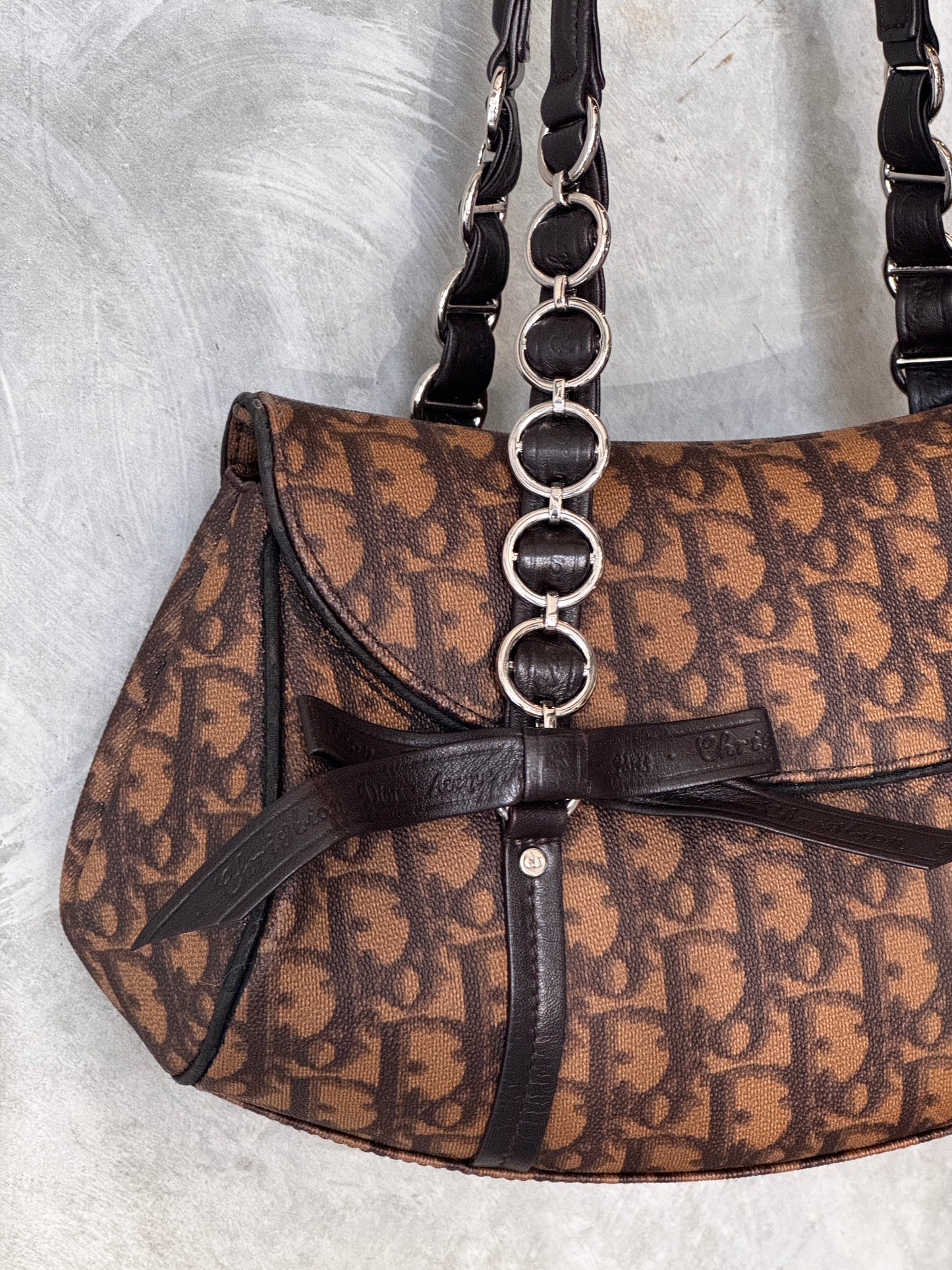 Christian Dior Vintage Y2K Trotter Monogram Romantique Shoulder Bag