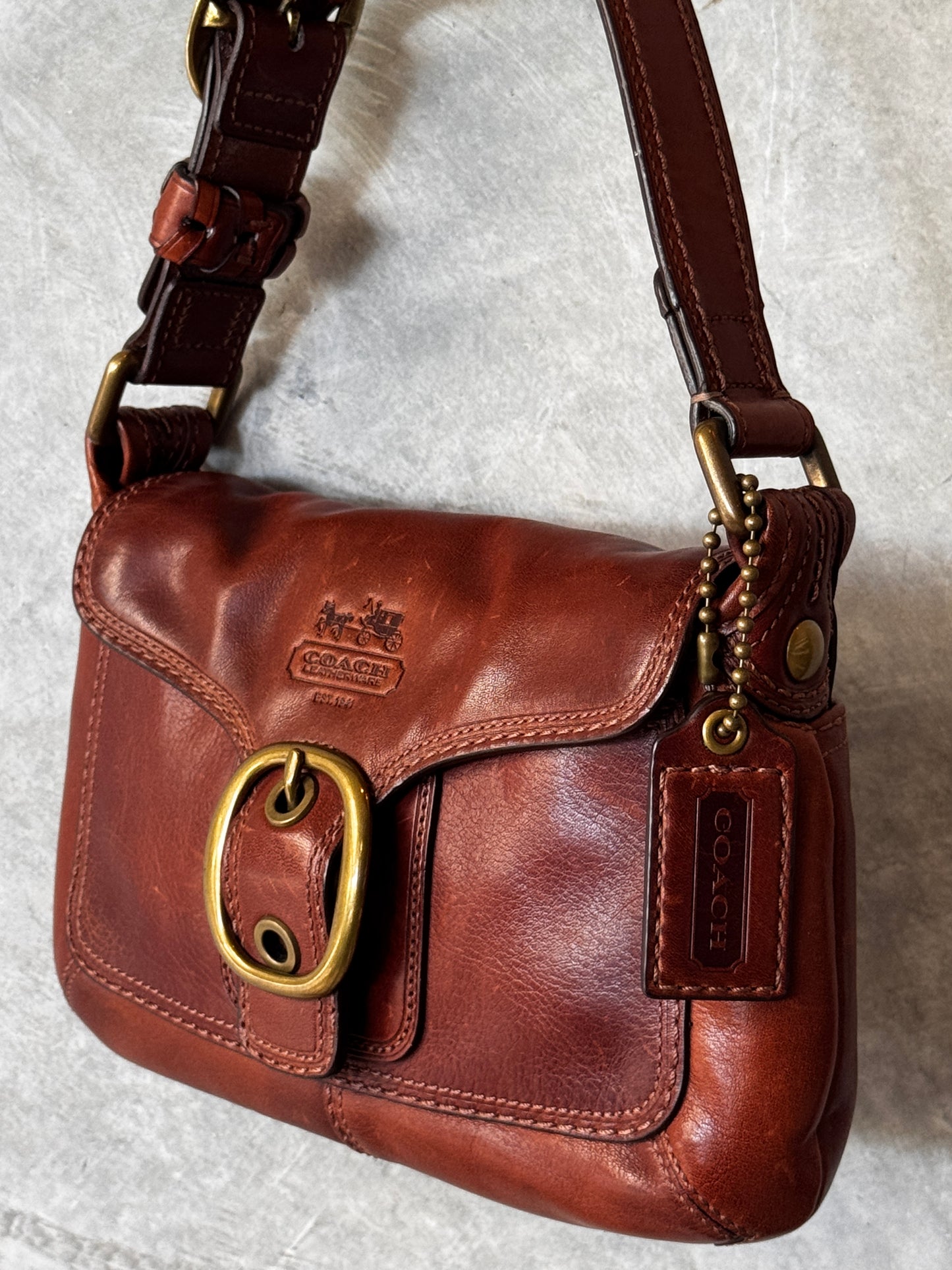 VINTAGE COACH BLEEKER SIGNATURE CANVAS LEATHER HANDBAG