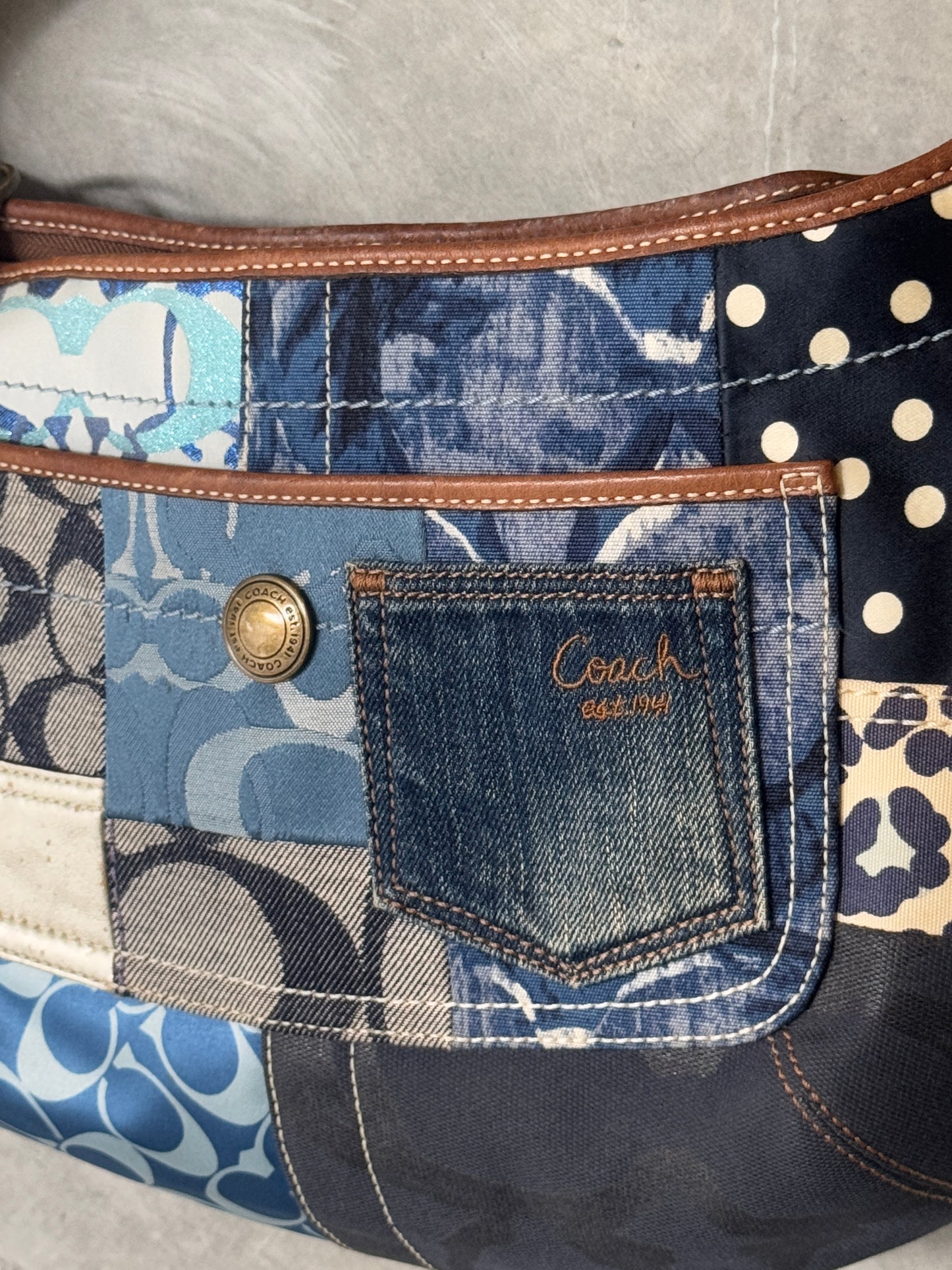 VINTAGE COACH MULTICOLOUR PATCHWORK HOBO HANDBAG
