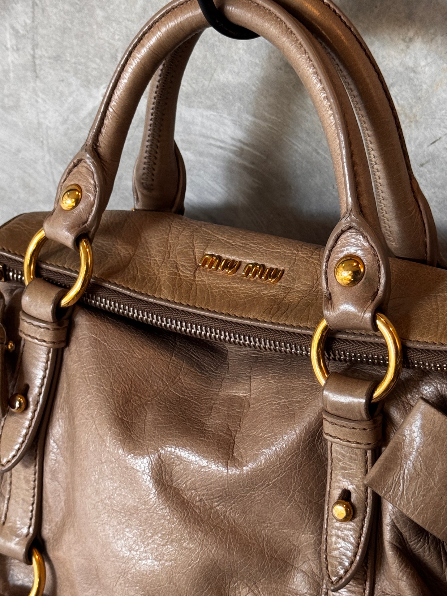 VINTAGE MIU MIU VITELLO LEATHER HANDBAG