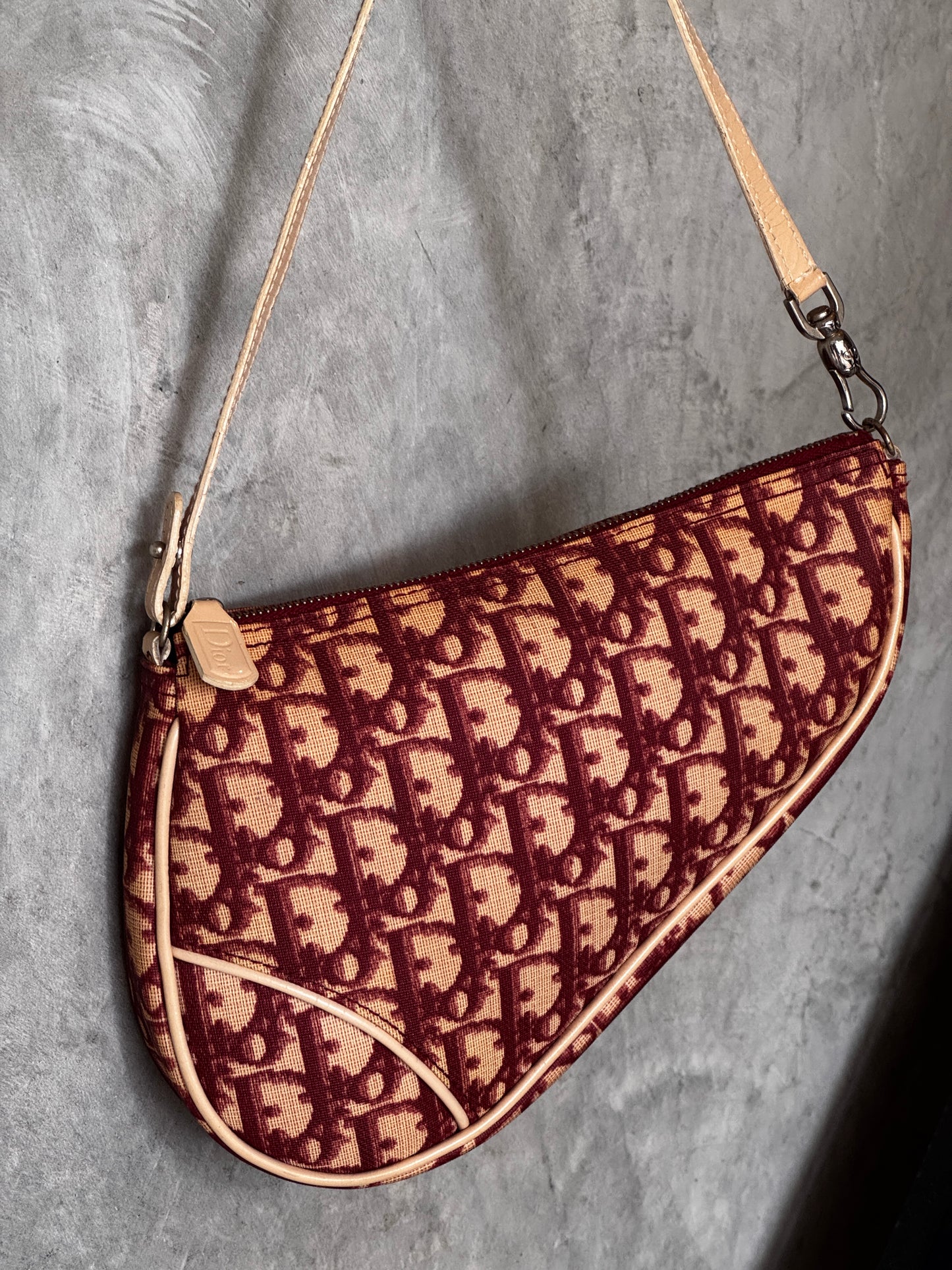 DIOR TROTTER SADDLE HANDBAG BURGUNDY