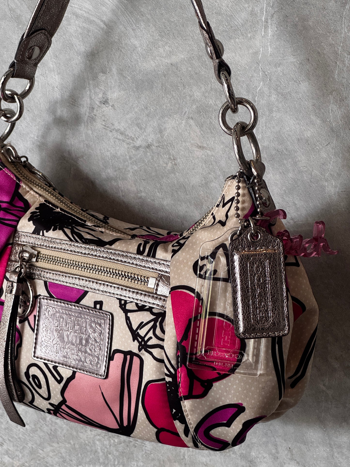 VINTAGE COACH SUFFLETTE MULTI COLOUR HANDBAG