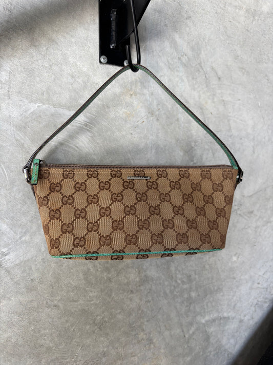 GUCCI GG CANVAS POCHETTE BEIGE GREEN