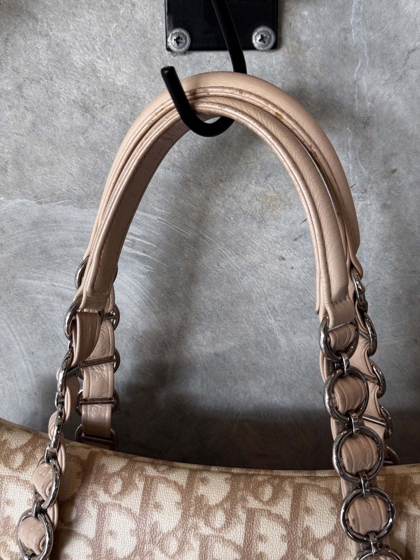 Christian Dior Vintage Y2K Trotter Monogram Romantique Shoulder Bag BEIGE
