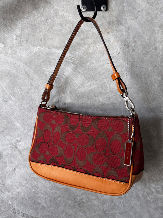 AUTHENTIC COACH RED/TAN MONOGRAM BAGUETTE