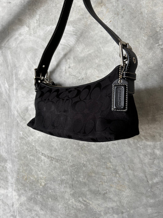 VINTAGE COACH BLACK MONOGRAM HANDBAG