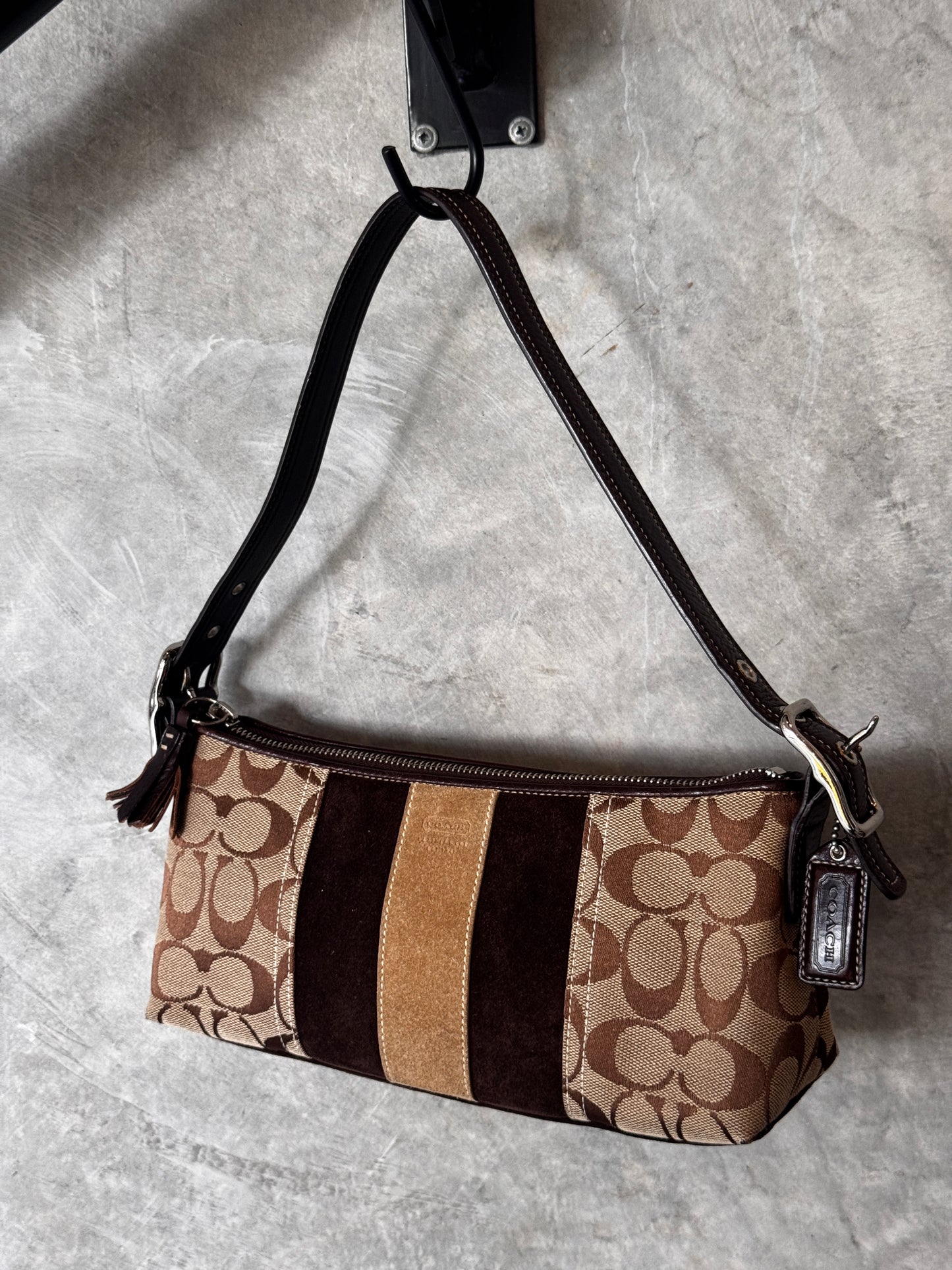 AUTHENTIC VINTAGE COACH BROWN MONOGRAM SHOULDER BAG