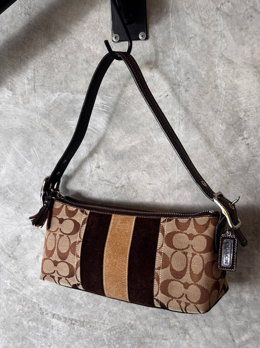 AUTHENTIC VINTAGE COACH BROWN MONOGRAM SHOULDER BAG