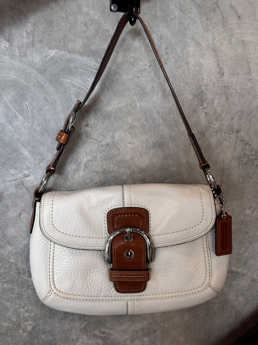 AUTHENTIC COACH SOHO WHITE LEATHER SHOULDER BAG
