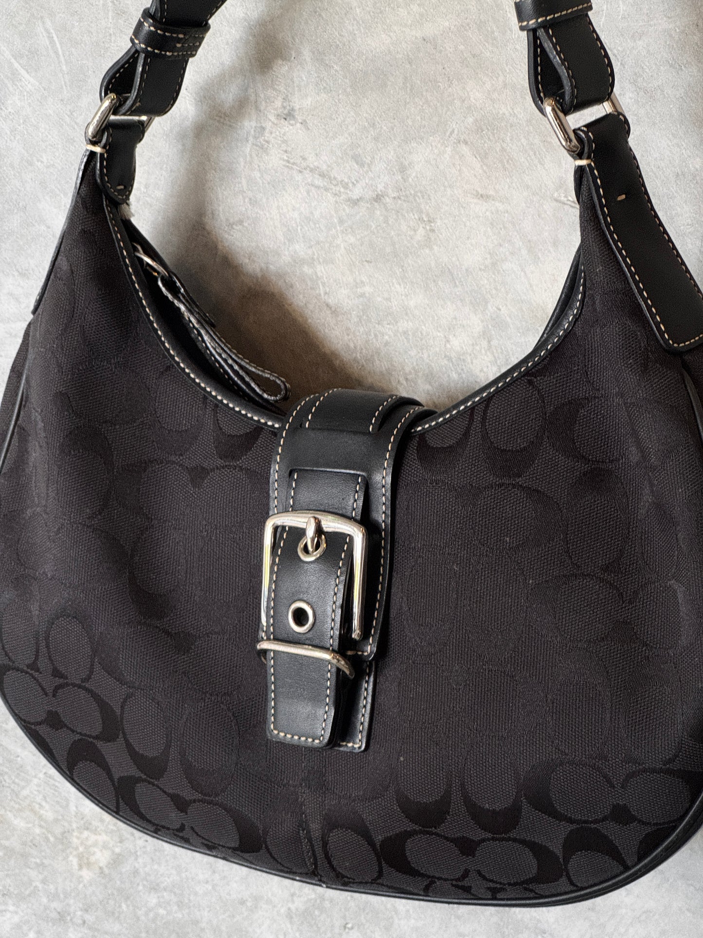 VINTAGE COACH MONOGRAM MOON HANDBAG
