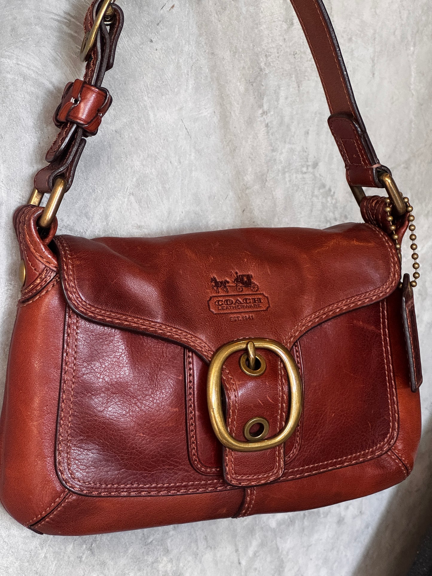 VINTAGE COACH BLEEKER SIGNATURE CANVAS LEATHER HANDBAG