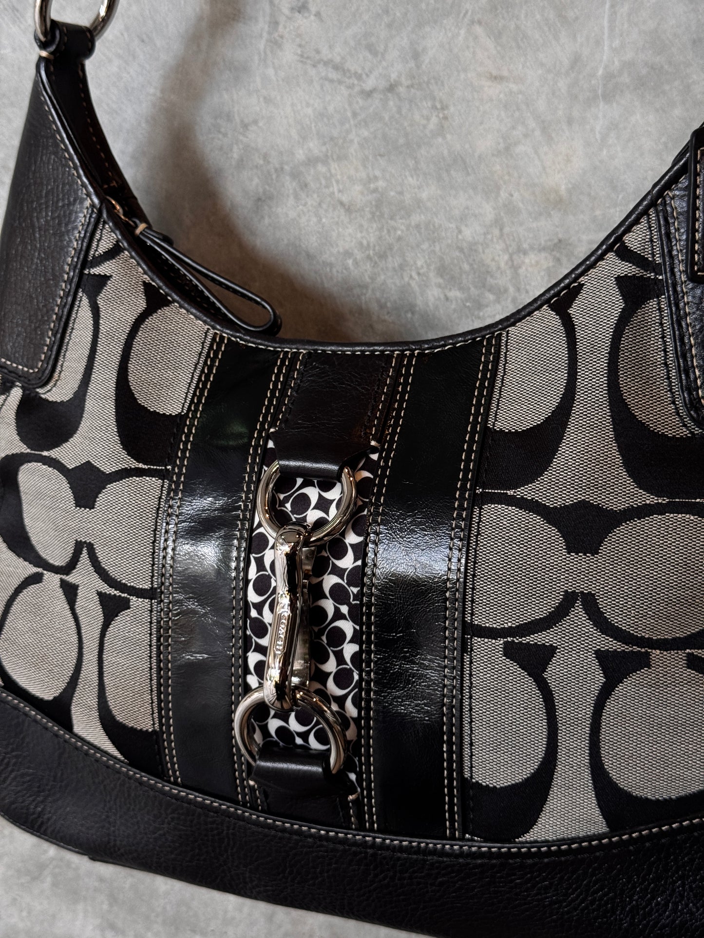VINTAGE COACH MONOGRAM BLACK SHOULDER BAG