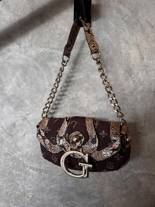 VINTAGE GUESS SNAKESKIN PRINT HANDBAG