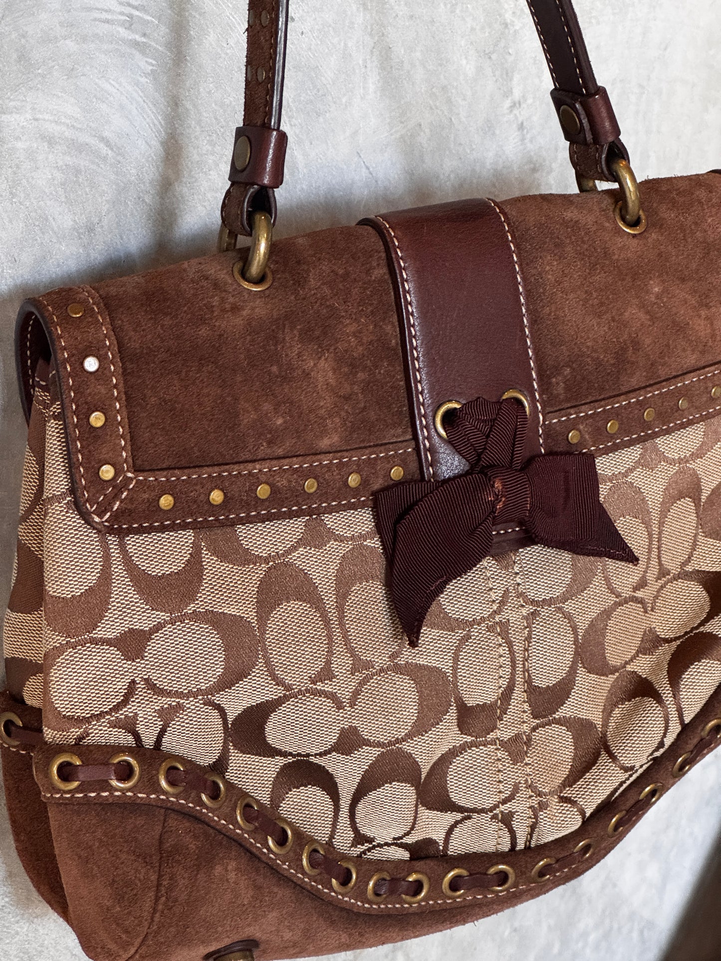 VINTAGE COACH SOHO SUEDE STUDDED HANDBAG
