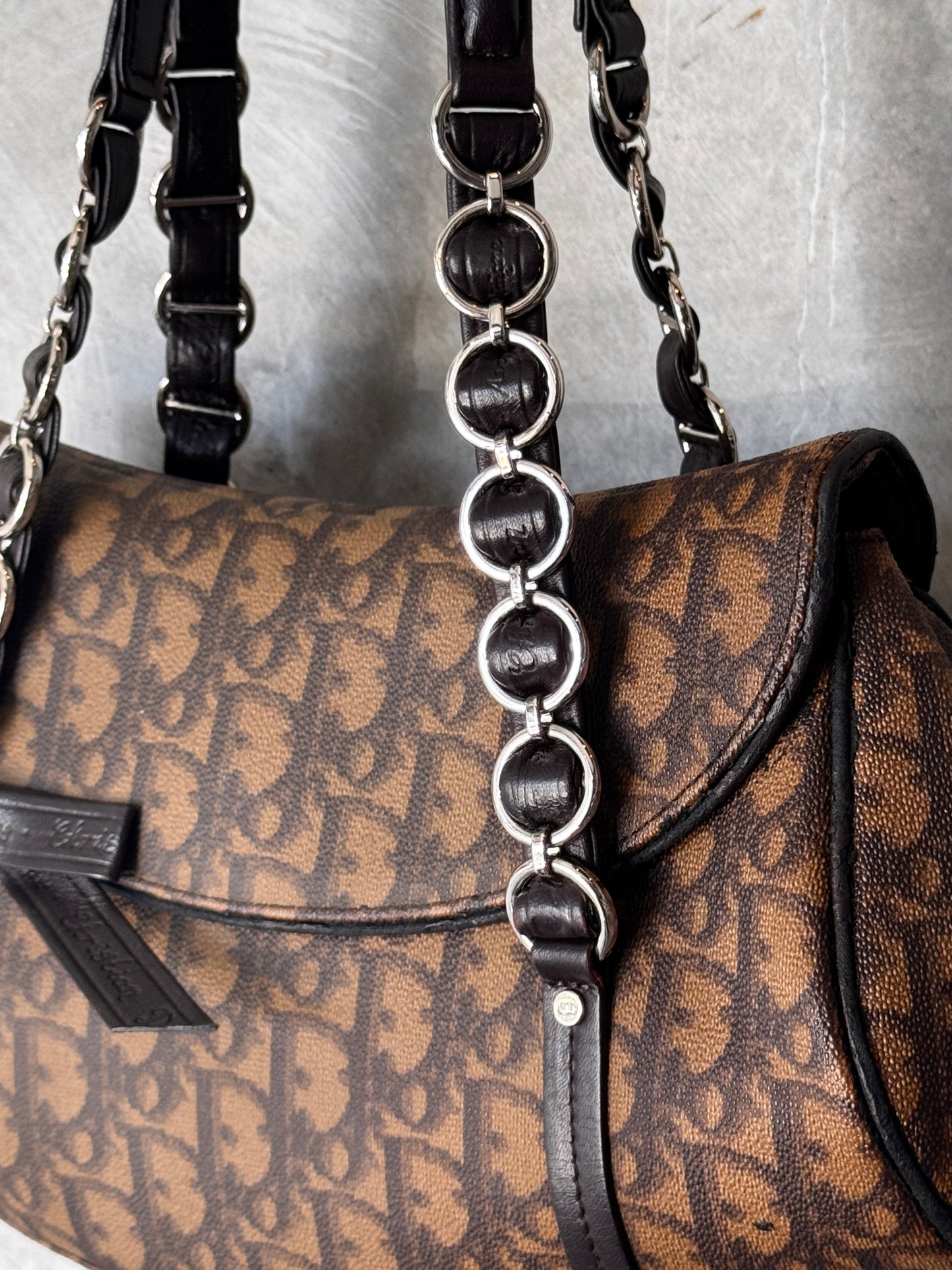 Christian Dior Vintage Y2K Trotter Monogram Romantique Shoulder Bag